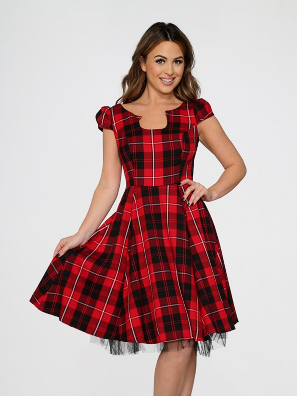 Heart & Roses Vintage Plaid Dress – US Size 4
